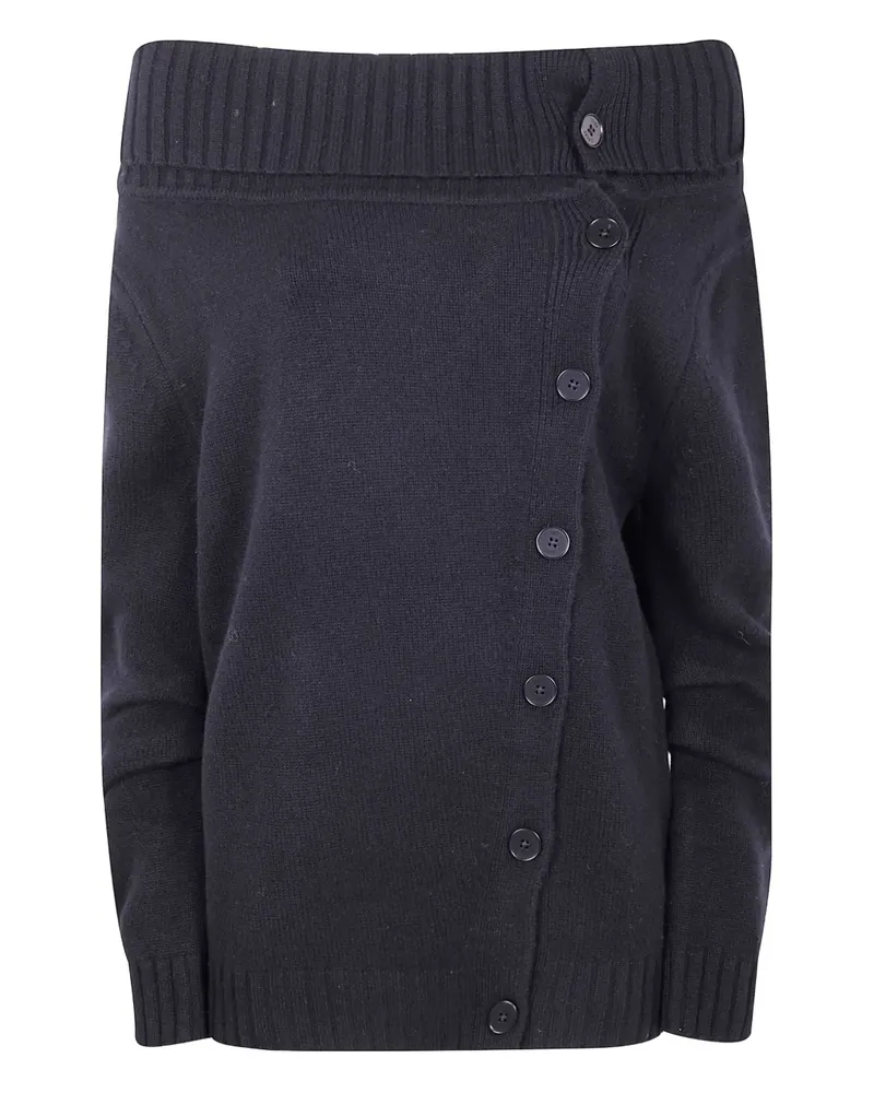 Circus Hotel Schulterfreier Cardigan mit Knöpfen - Schwarz Schwarz