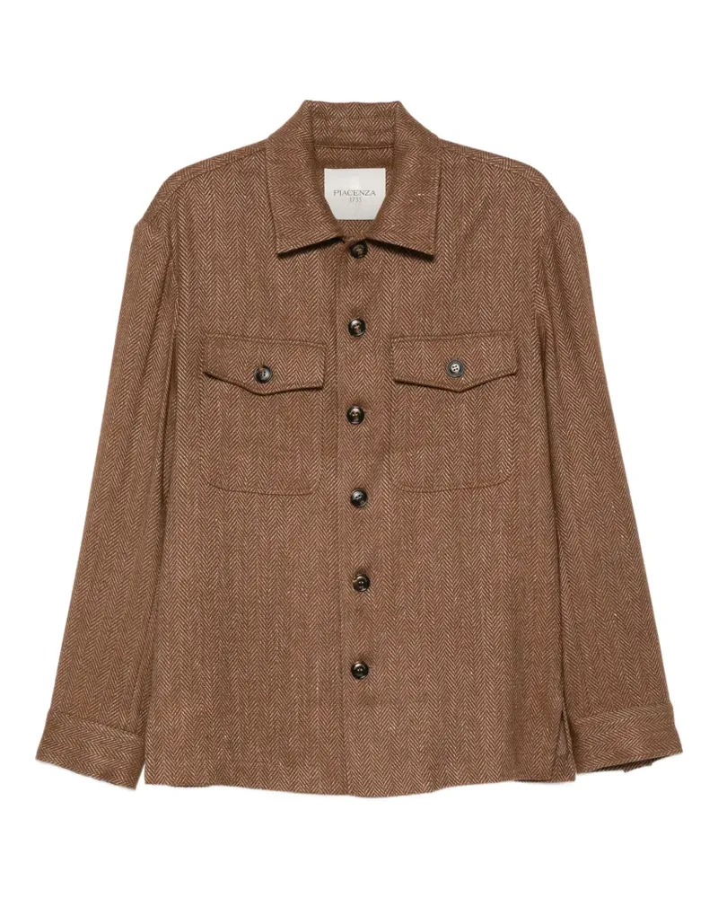 Piacenza Cashmere Jacke mit Fischgrätenmuster - Braun Braun