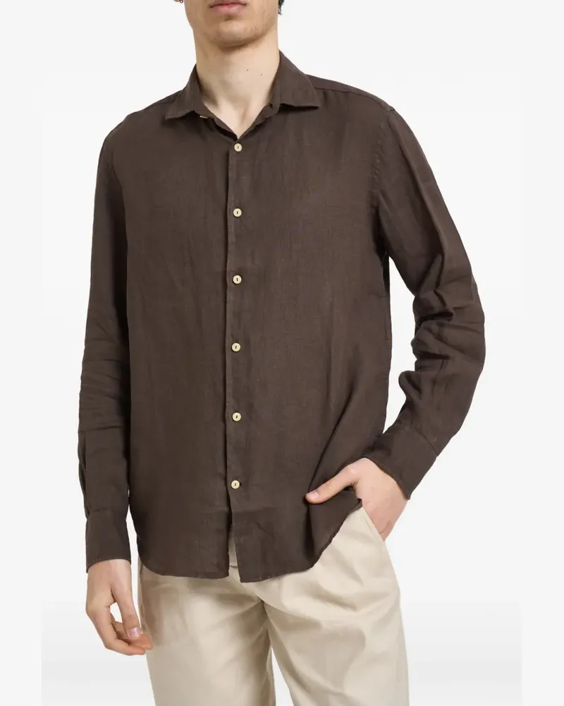 MC2 Saint Barth long-sleeve button-down linen shirt - Braun Braun