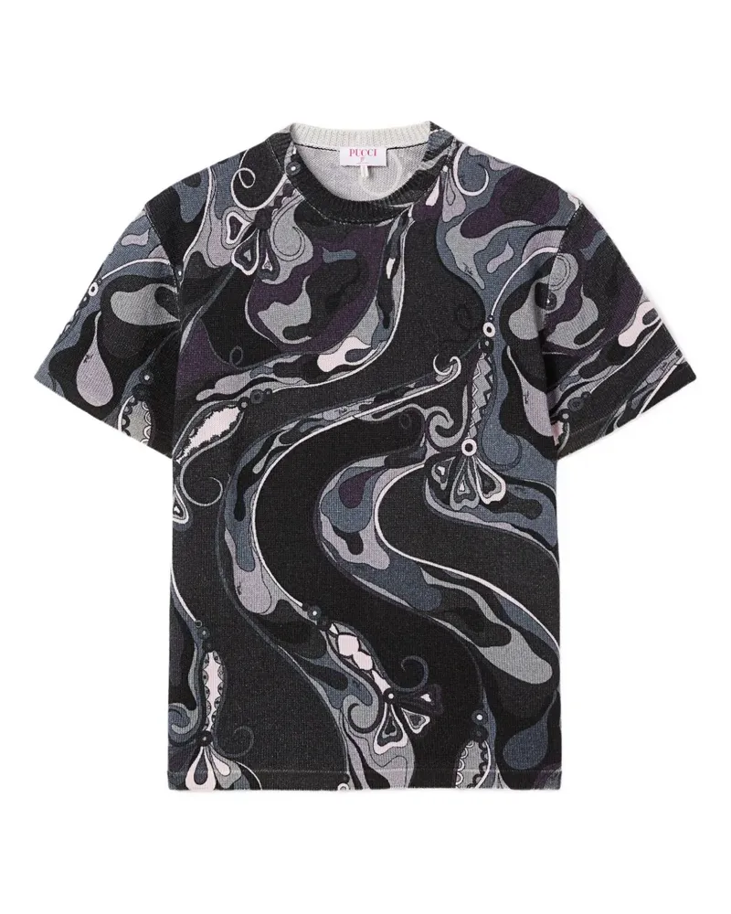 Emilio Pucci T-Shirt mit Orchideen-Print - Schwarz Schwarz
