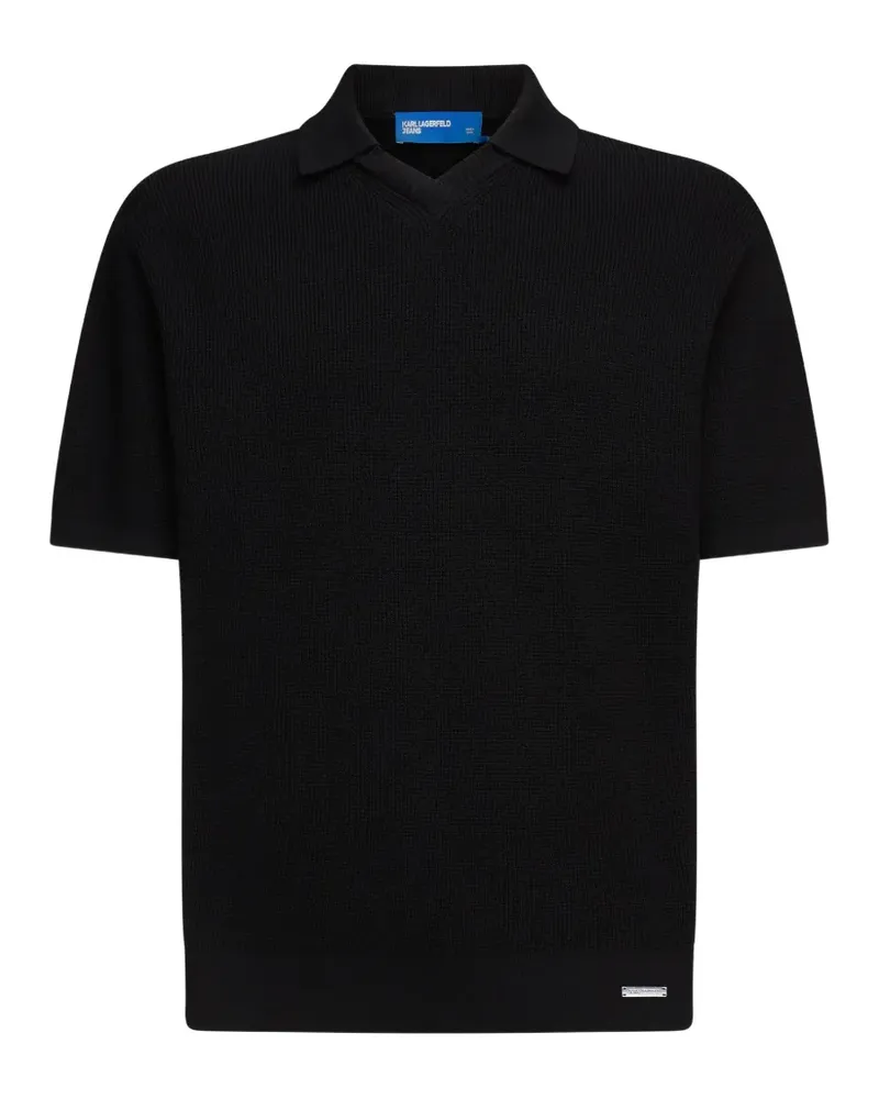 Karl Lagerfeld waffle-knit polo shirt - Schwarz Schwarz