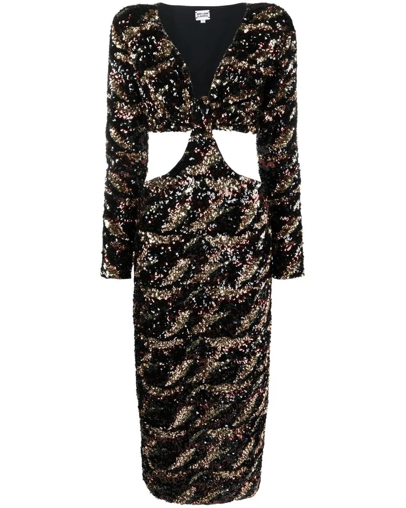 Maryjane Claverol Midikleid mit Pailletten - Schwarz Schwarz