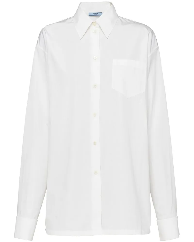 Prada Jeanshemd mit Logo - Weiß Weiß