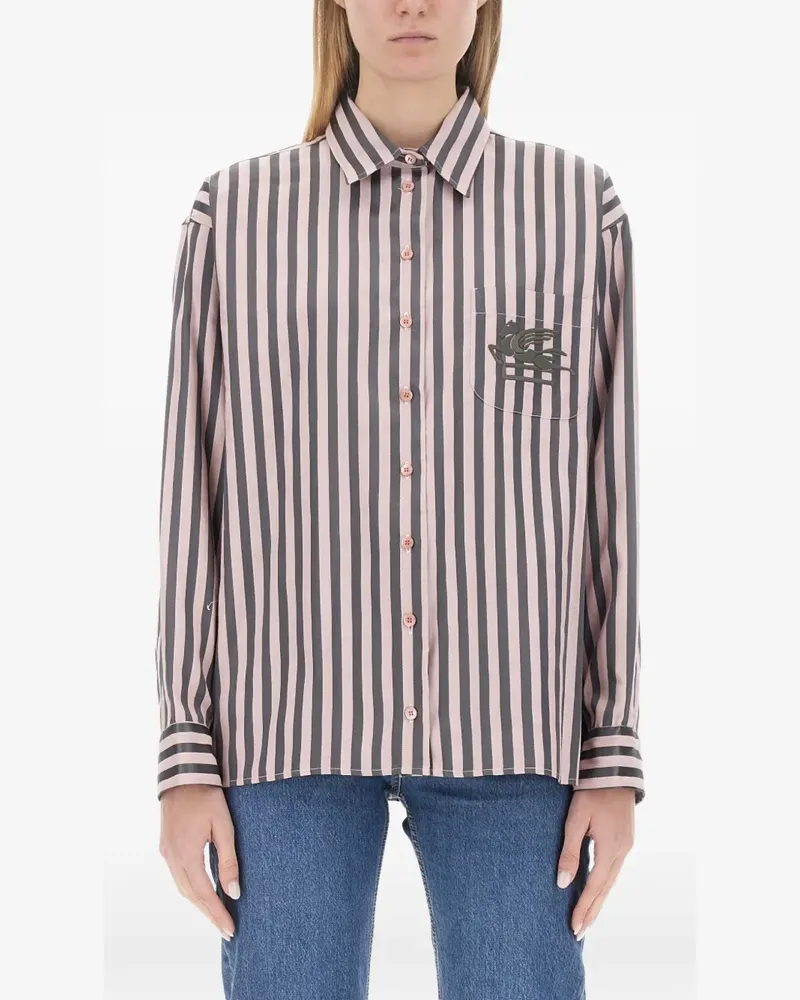 Etro logo-embroidered striped shirt - Rosa Rosa