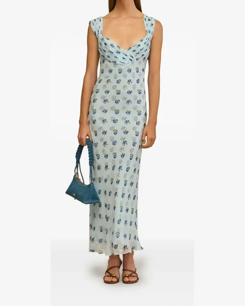 Cult Gaia Eliseo ruffled floral maxi dress - Blau Blau