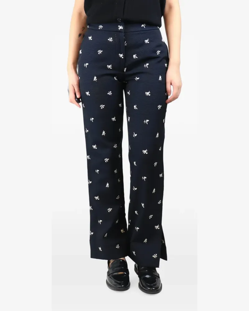 Erdem floral jacquard trousers - Blau Blau