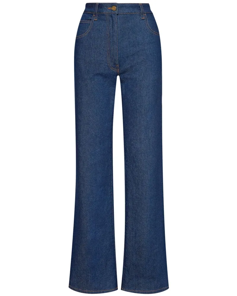 Oscar de la Renta Gerade High-Rise-Jeans - Blau Blau