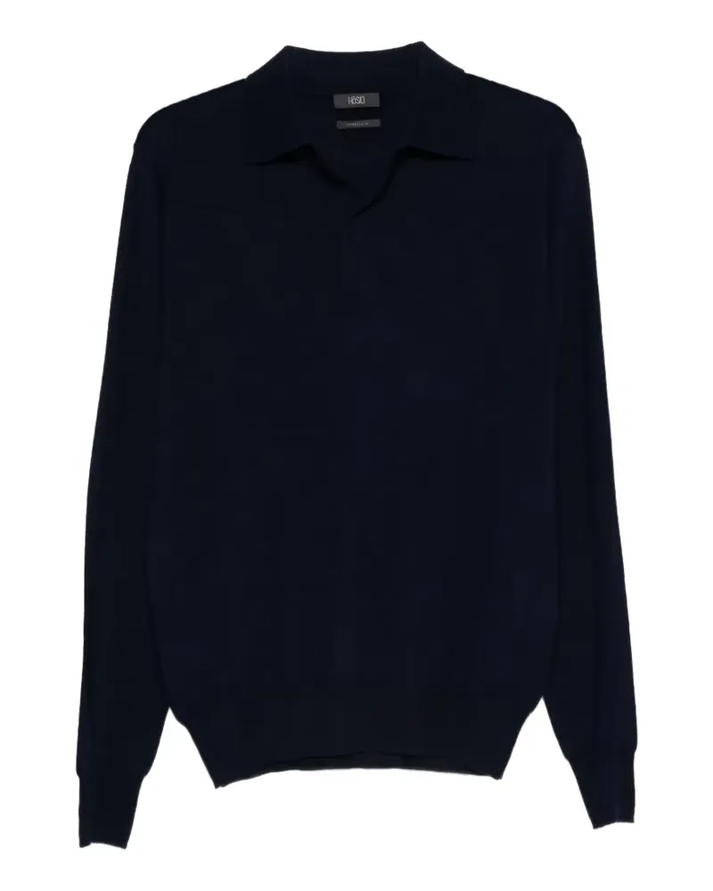 HOSIO long-sleeve polo shirt - Blau Blau