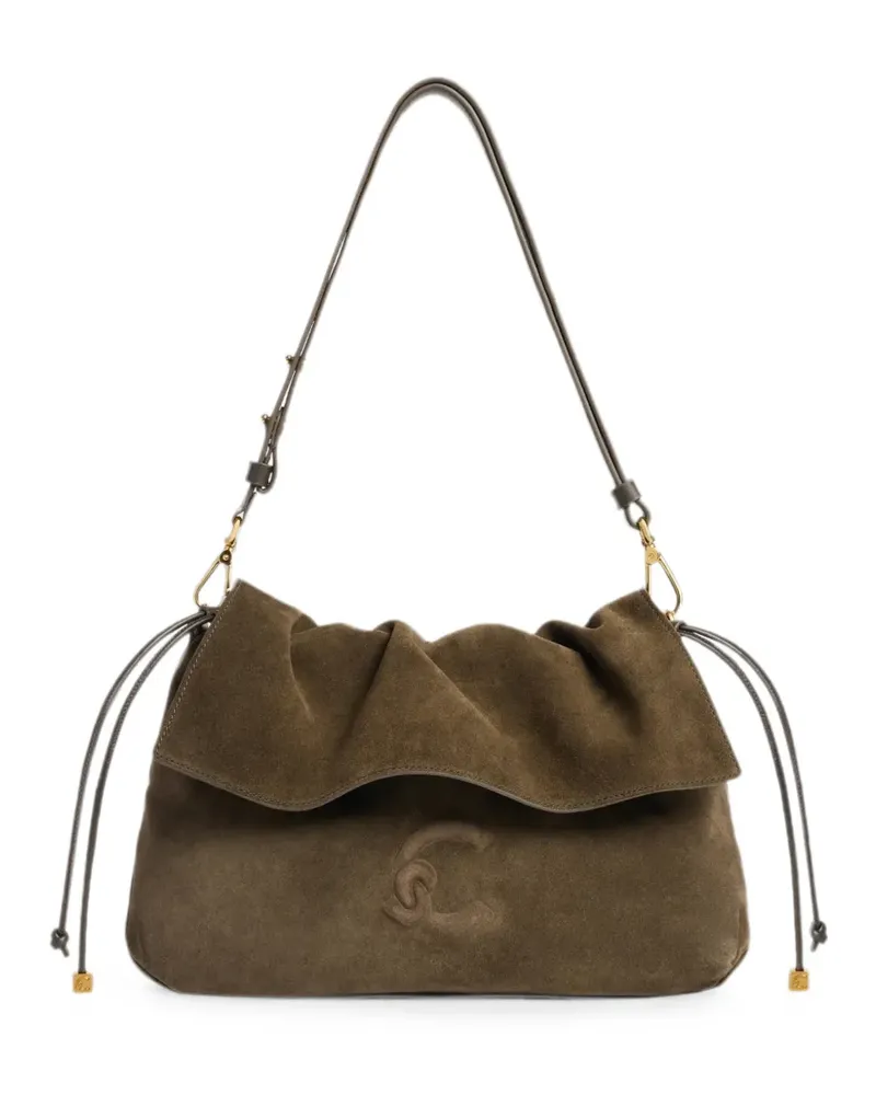 Coccinelle small  Lidia suede logo-embossed shoulder bag - Braun Braun