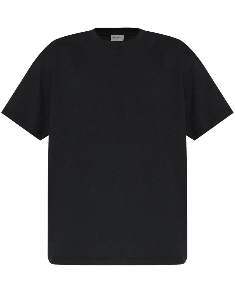 Saint Laurent T-Shirt mit rundem Ausschnitt Schwarz