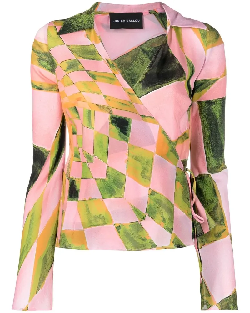 Louisa Ballou Bluse mit grafischem Print - Rosa Rosa