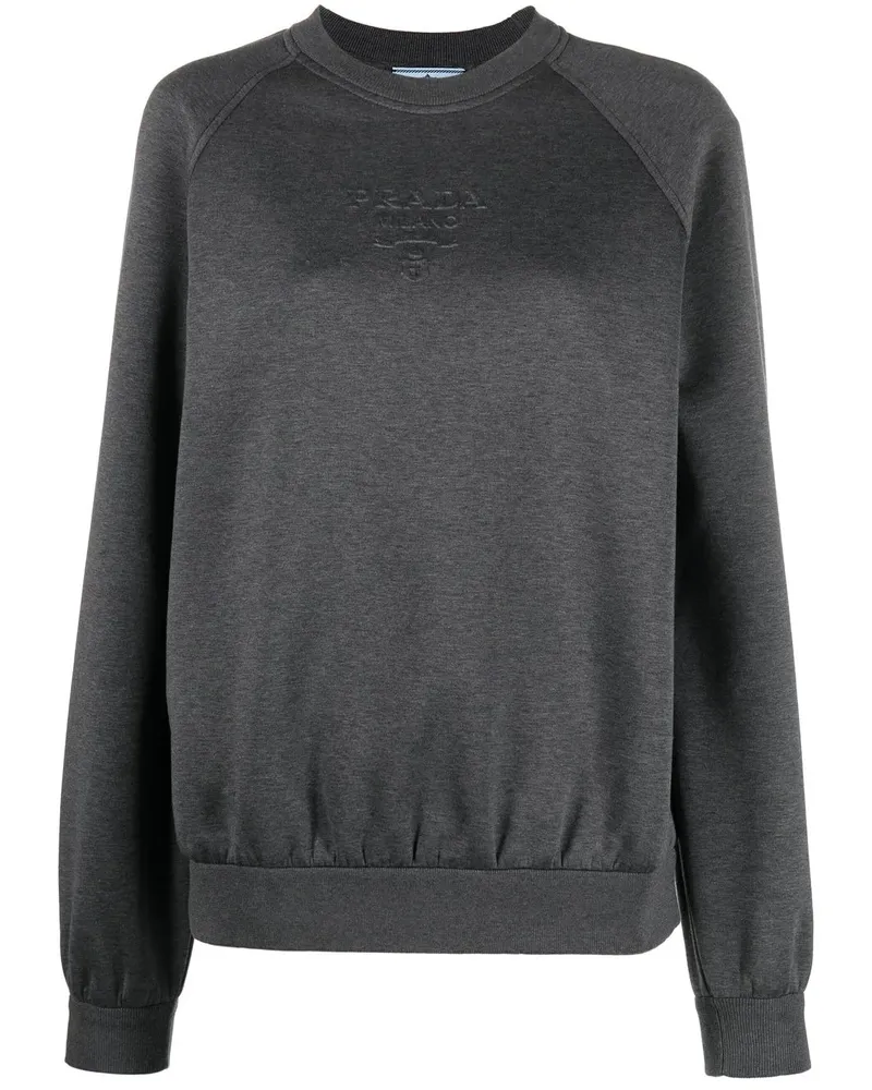 Prada Sweatshirt mit Logo-Prägung - Grau Grau
