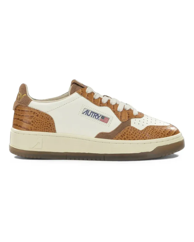 AUTRY Medalist Low crocodile-embossed leather sneakers - Nude Nude