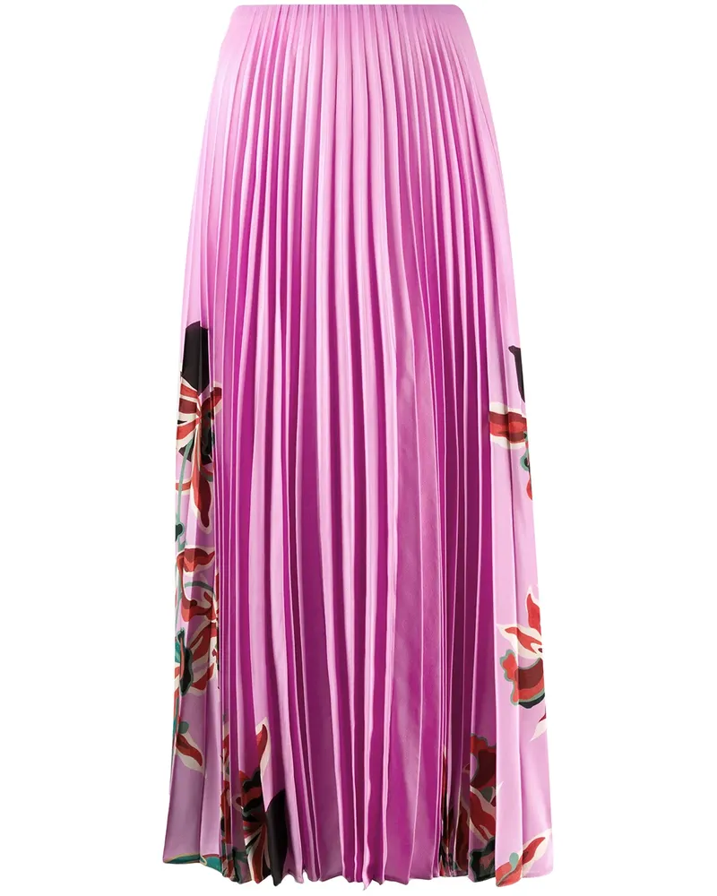 Valentino Garavani Faltenrock mit Blumen-Print - Rosa Rosa