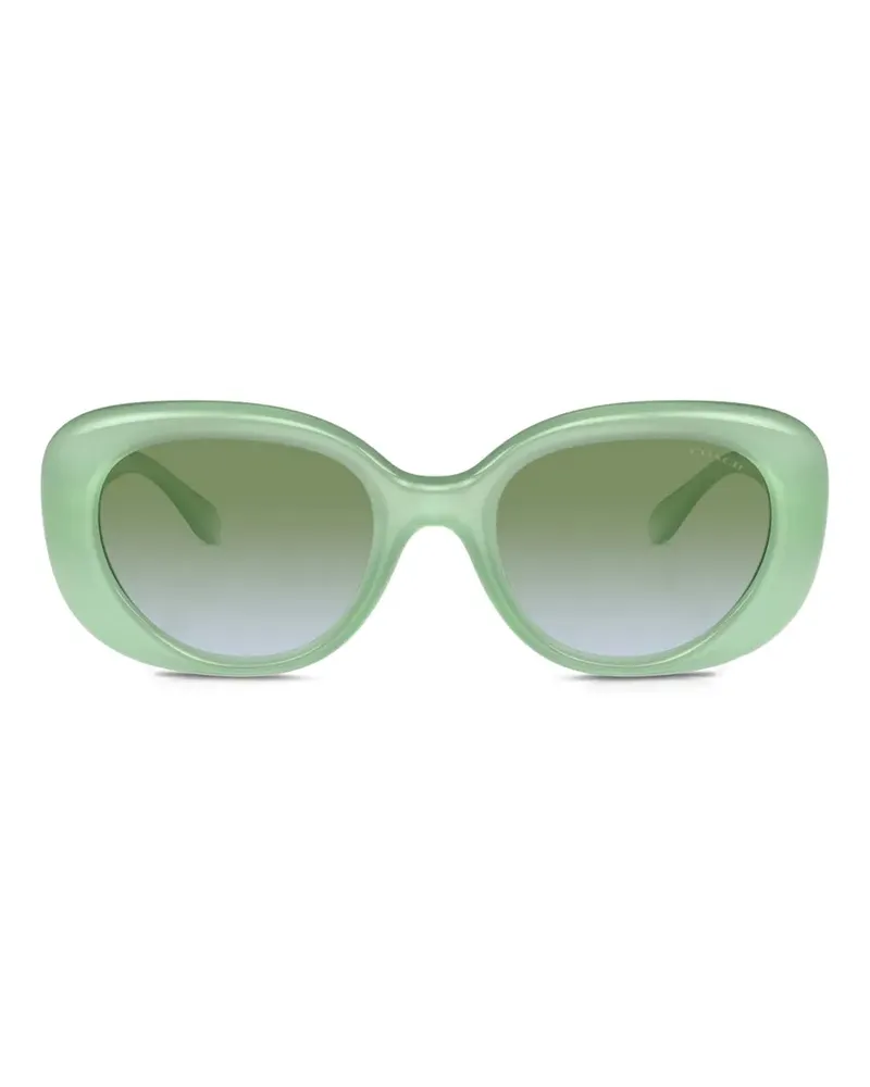 Coach logo-plaque oval-frame sunglasses - Grün Grün