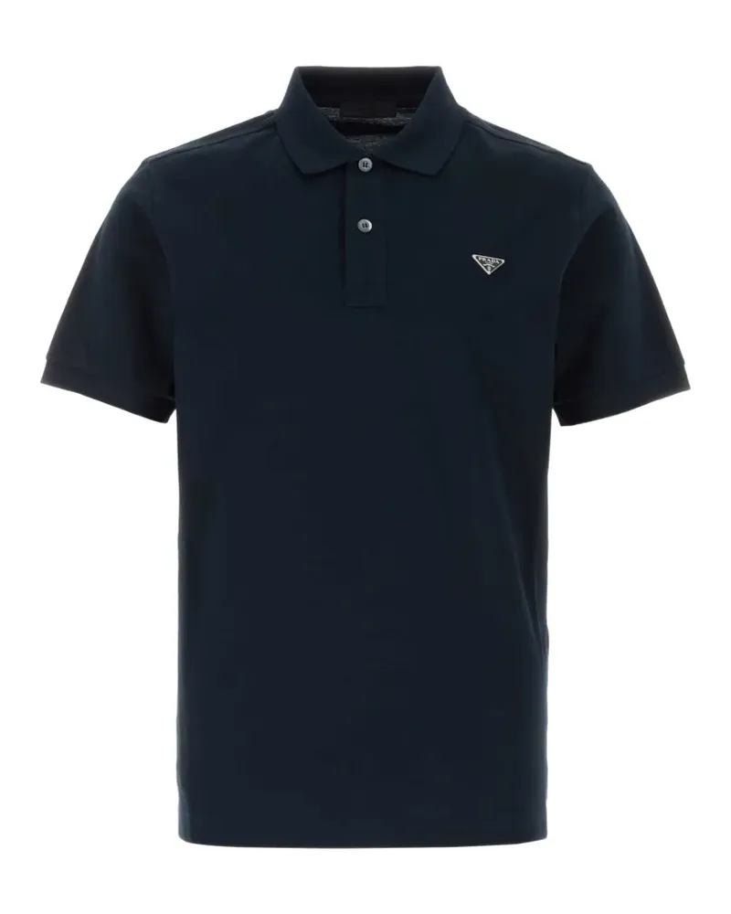 Prada Piqué-Poloshirt mit Logo-Schild - Blau Blau