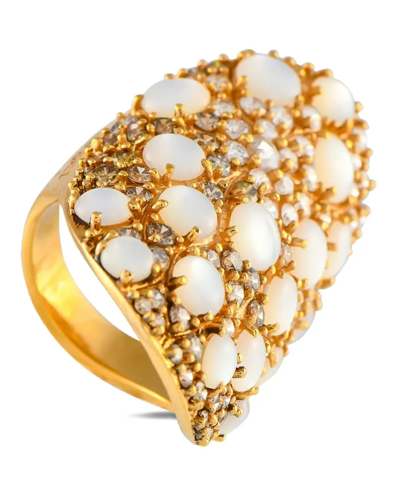 Pasquale Bruni 18kt Mandala Gelbgoldring mit Diamant und Perlmutt Gelb