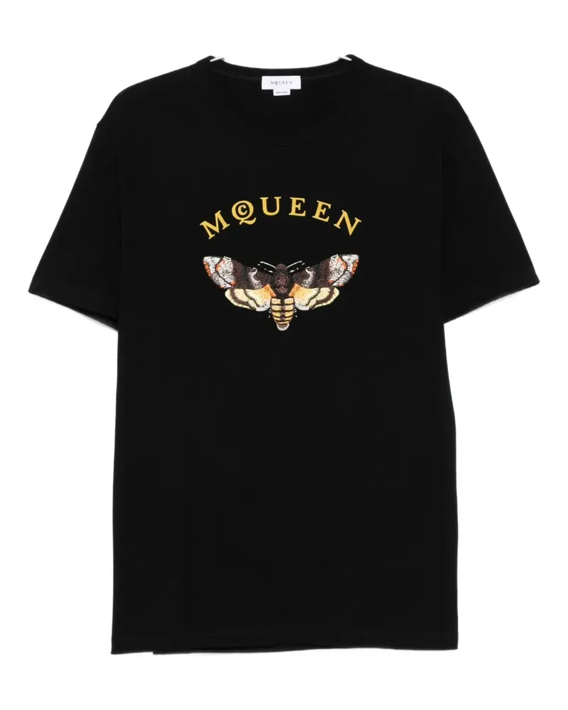 Alexander McQueen moth-embroidered T-shirt - Schwarz Schwarz