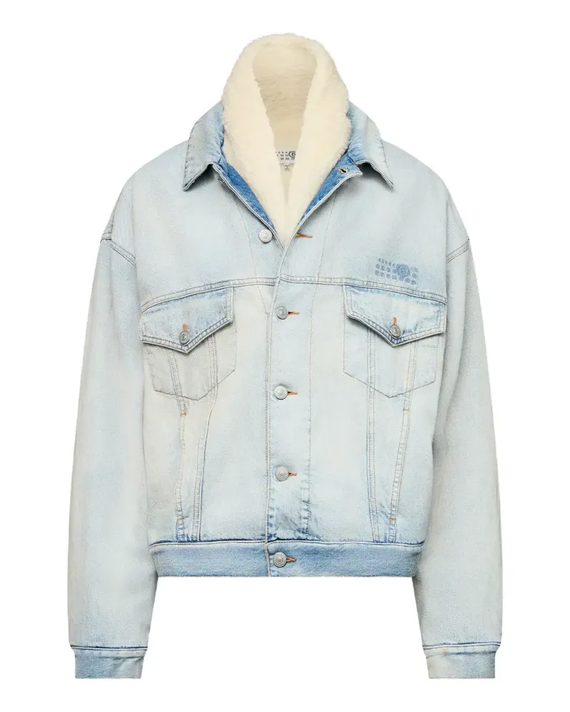Maison Margiela Jeansjacke mit Shearling-Kragen - Blau Blau