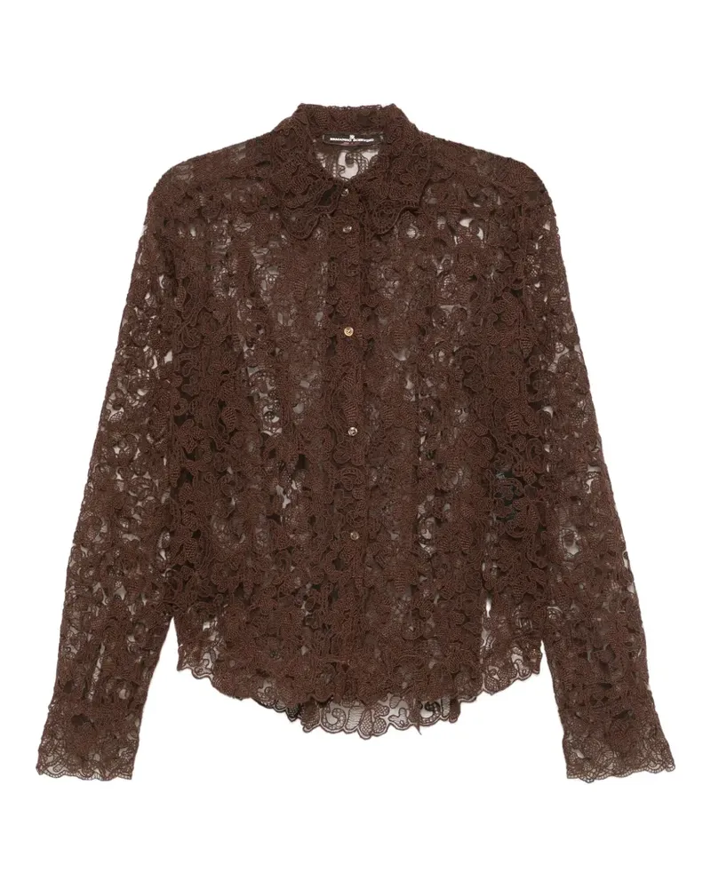 Ermanno Scervino Hemd mit Spitzen-Overlay - Braun Braun