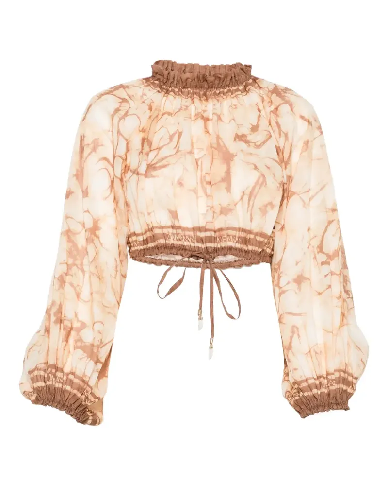 Zimmermann tie-dye cropped blouse - Nude Nude