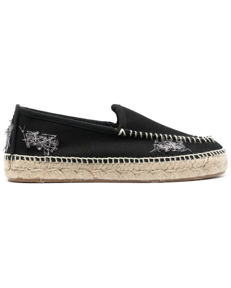 Maison Margiela Bestickte Espadrilles aus Canvas Schwarz