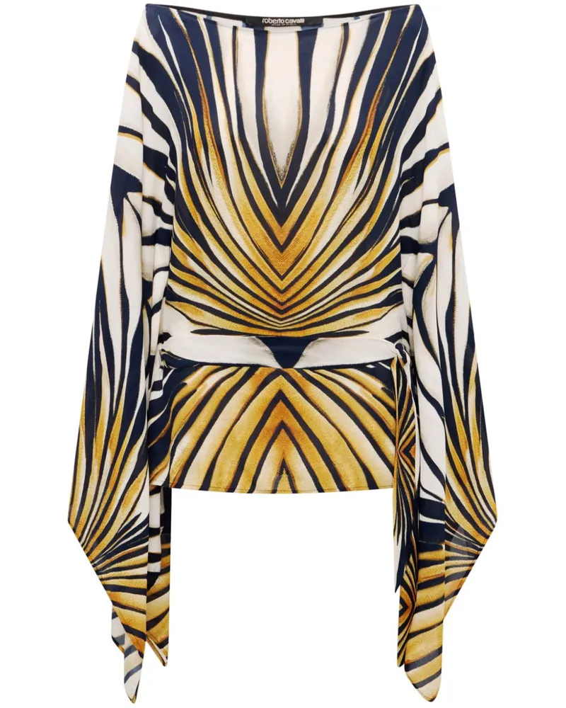 Roberto Cavalli Kaftan mit Ray of Gold-Print Gold