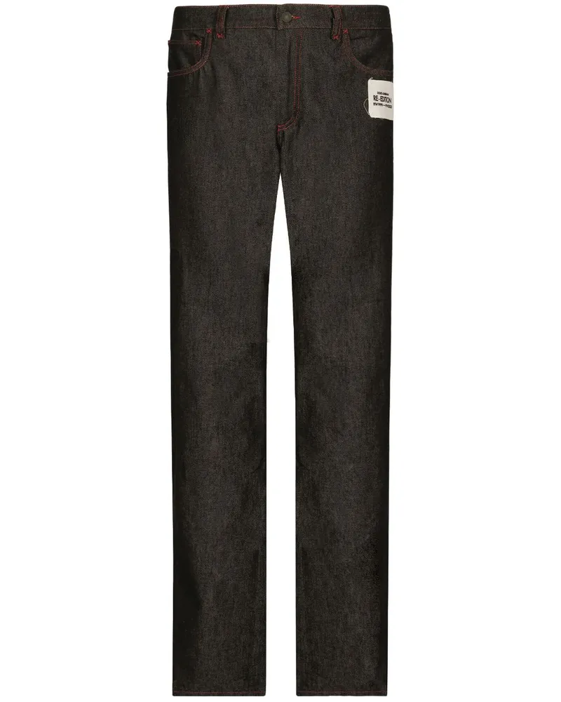 Dolce & Gabbana Weite Jeans mit Logo-Patch - Blau Blau