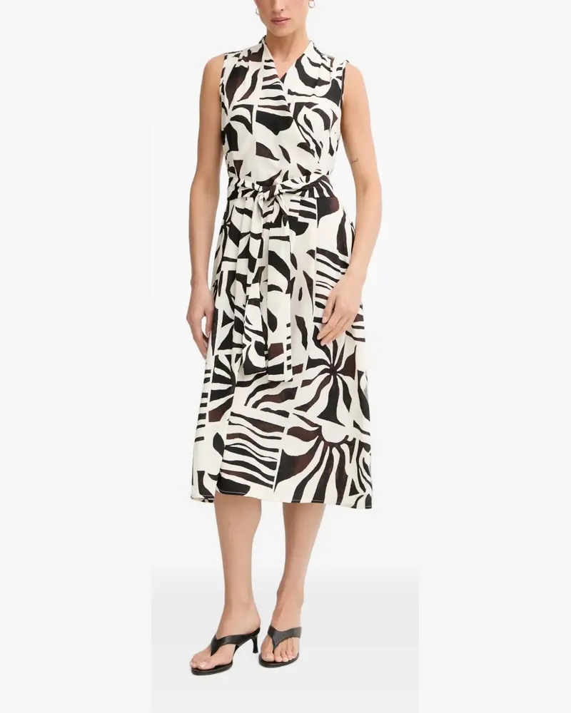 Joseph Ribkoff abstract-print belted wrap midi dress - Schwarz Schwarz