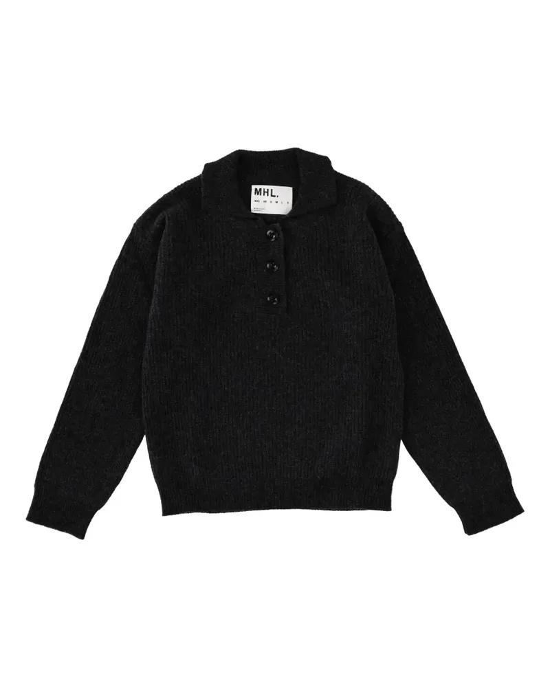 Margaret Howell button collar polo shirt - Schwarz Schwarz