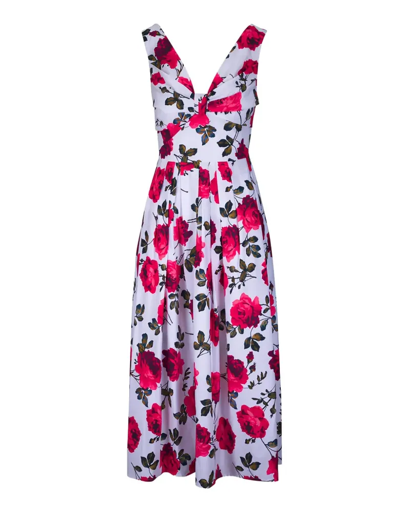 Carolina Herrera New York floral-print pleated dress - Weiß Weiß
