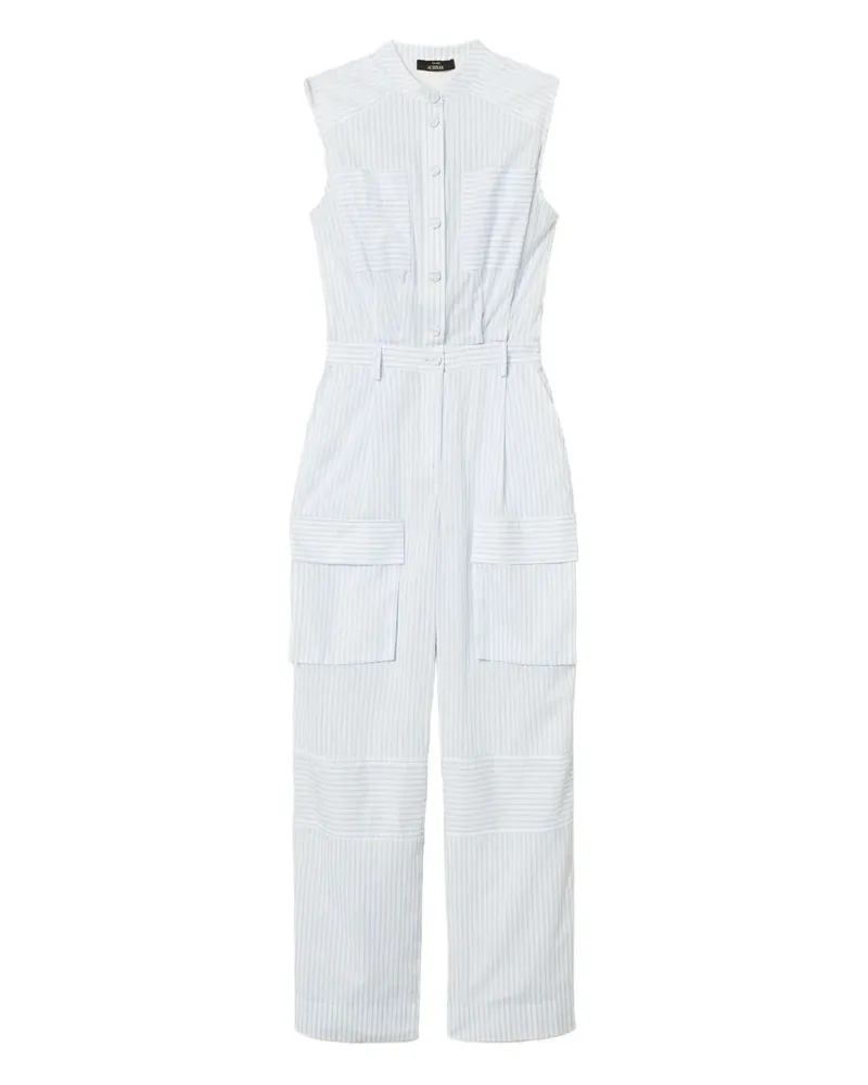 Twin-Set Gestreifter Utility-Jumpsuit - Weiß Weiß