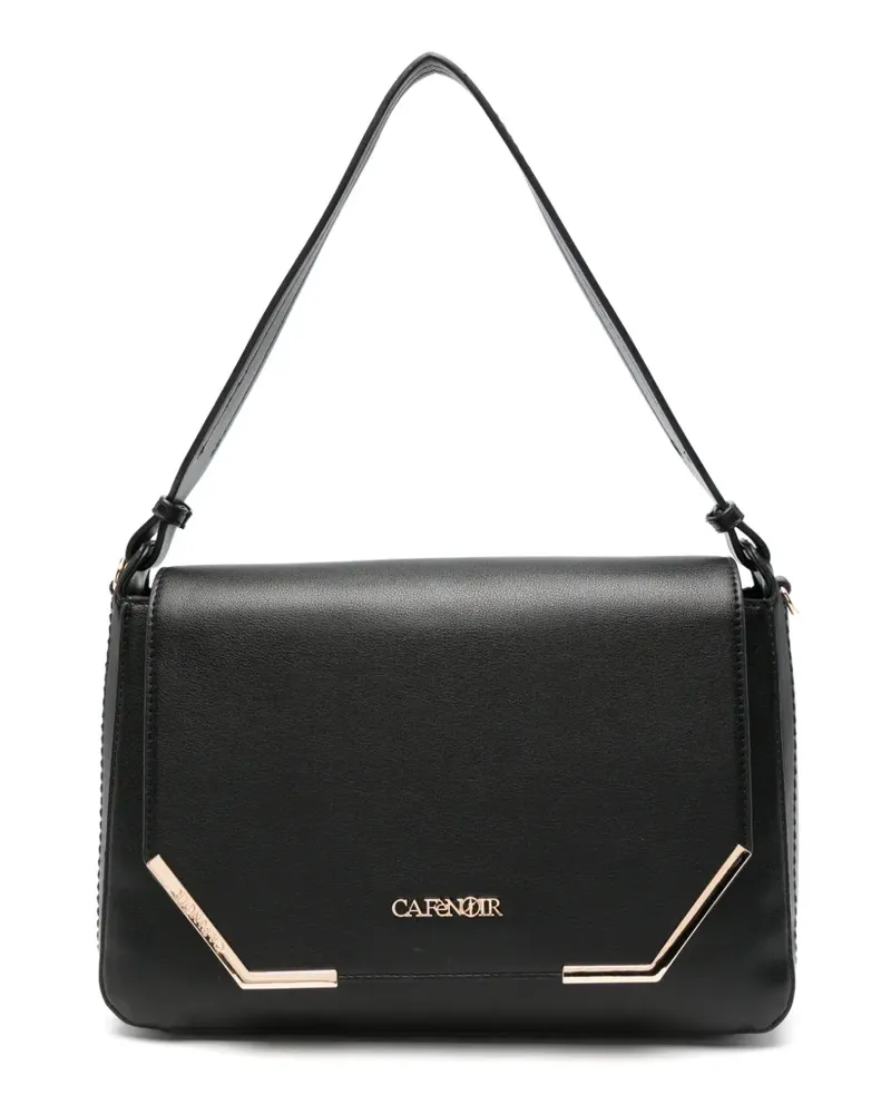 CAFèNOIR  Schultertasche mit Klappe und Logo-Schild - Schwarz Schwarz