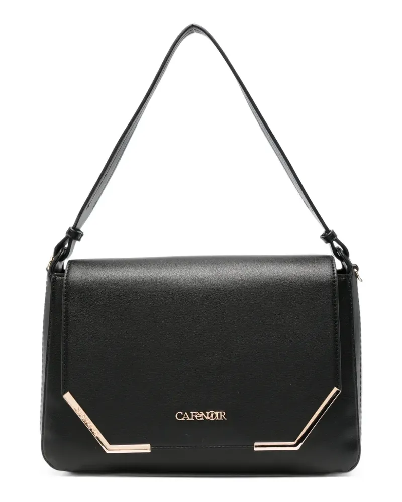 CAFèNOIR  logo-plaque foldover shoulder bag - Schwarz Schwarz