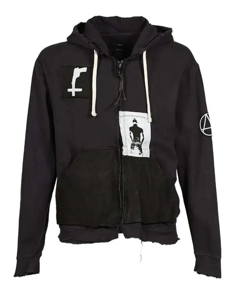 minus Bootleg patch-detail distressed hoodie - Schwarz Schwarz