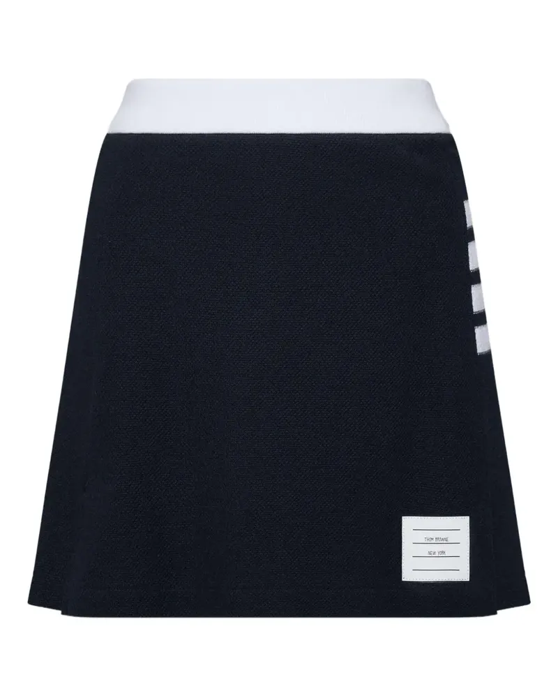 Thom Browne Pique Minirock mit 4-Streifen-Logo - Blau Blau