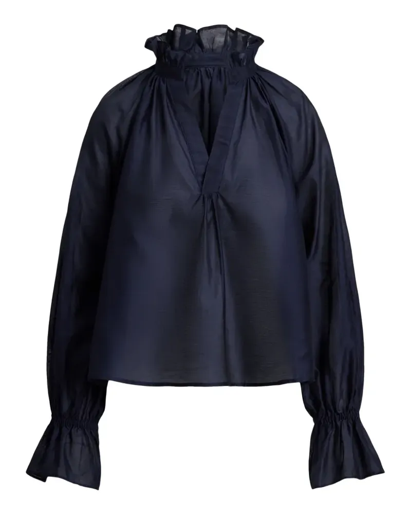 Ralph Lauren Bluse mit Rüschenkragen - Blau Blau