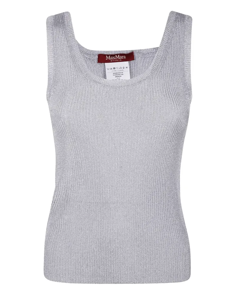 Max Mara Geripptes Trägershirt - Silber Silber