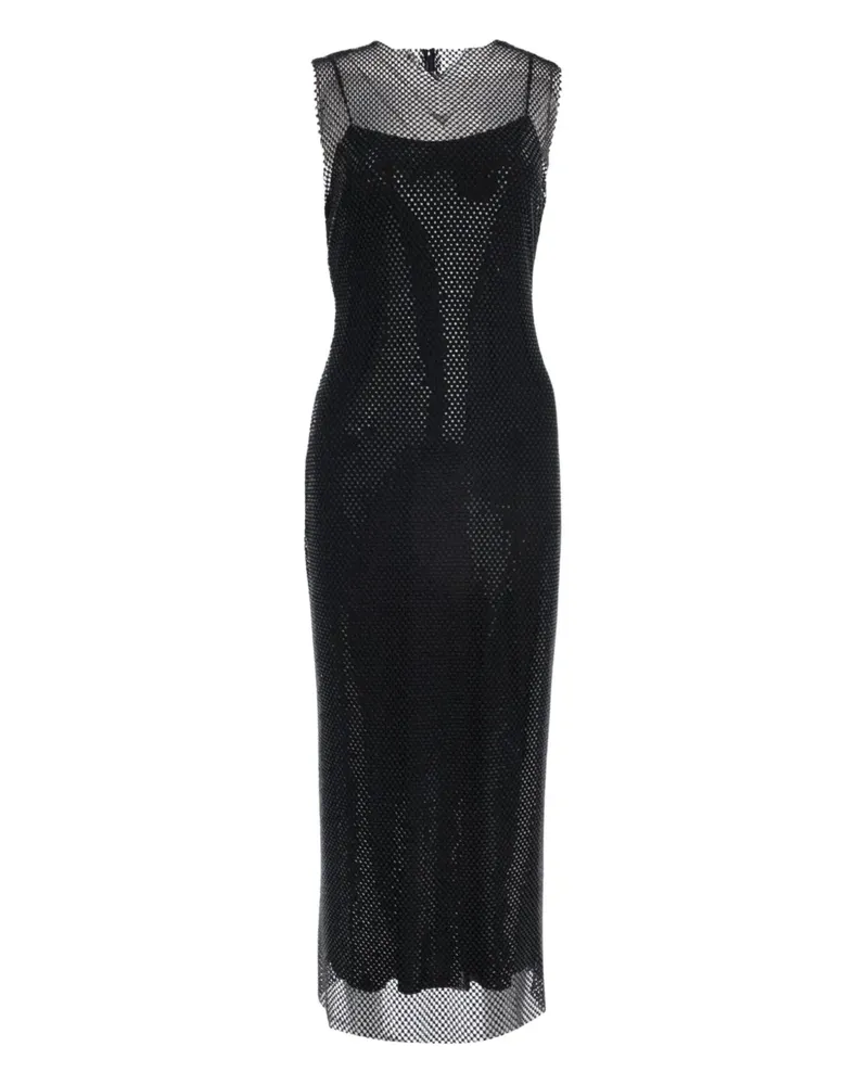 Alberta Ferretti Midikleid mit Mesh-Einsatz - Schwarz Schwarz