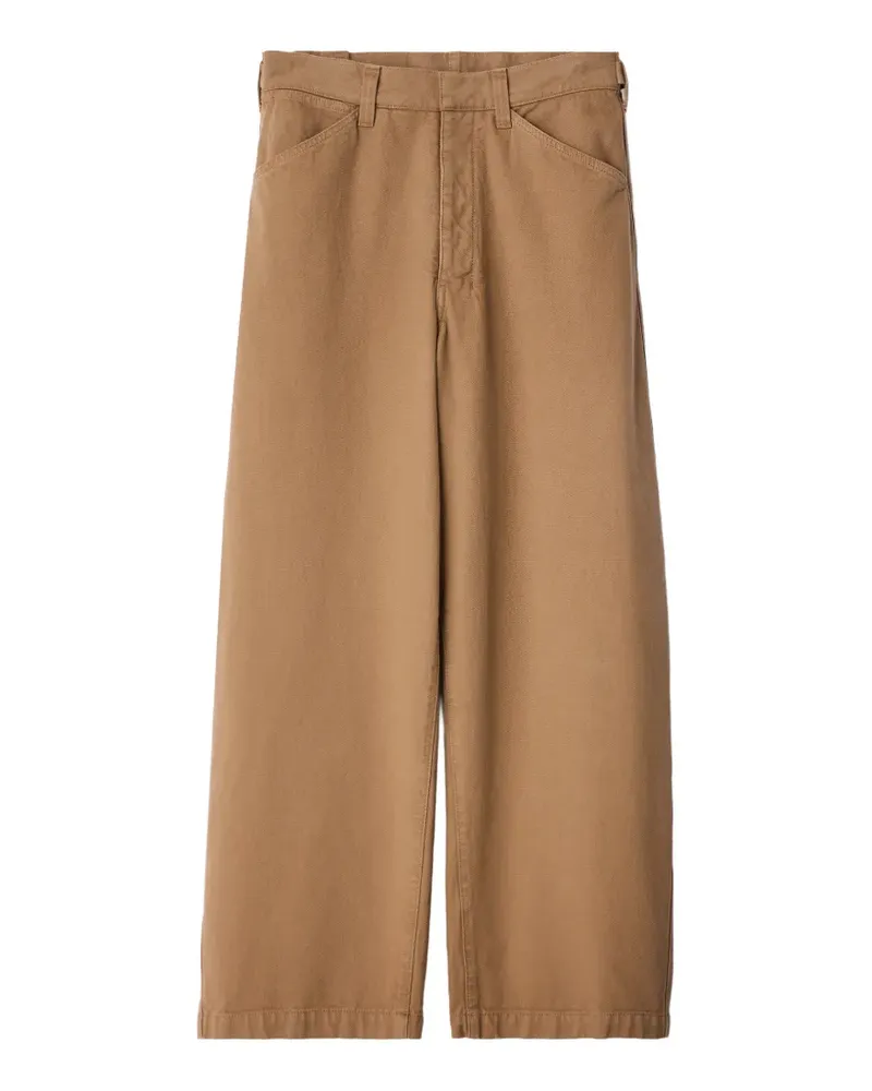 Christophe Lemaire oversized workwear pants in heavy garment - dyed broken twill - Braun Braun