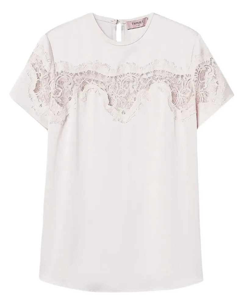 Twin-Set Klassische Satinbluse - Weiß Weiß