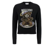 Pullover mit Teddy-Intarsie - Schwarz
