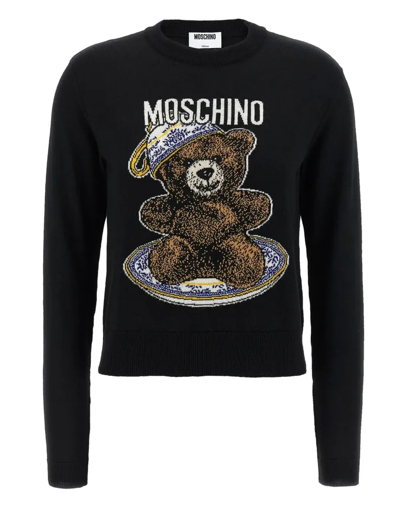 Moschino Pullover mit Teddy-Intarsie - Schwarz Schwarz