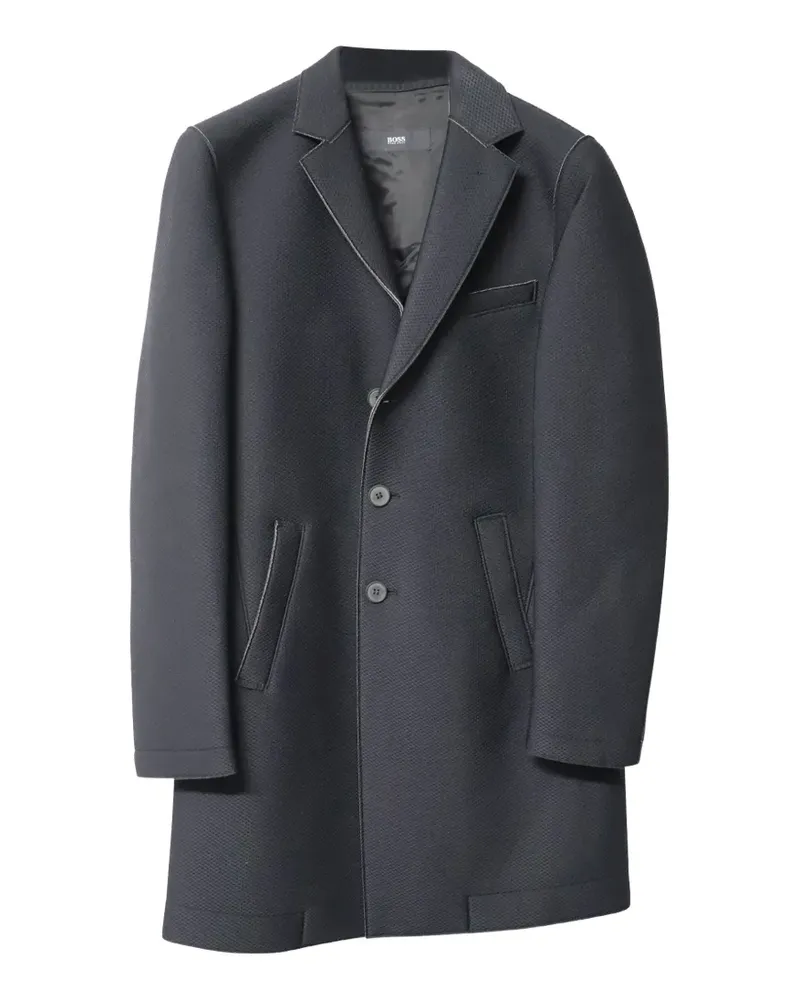 HUGO BOSS single-breasted textured coat - Schwarz Schwarz