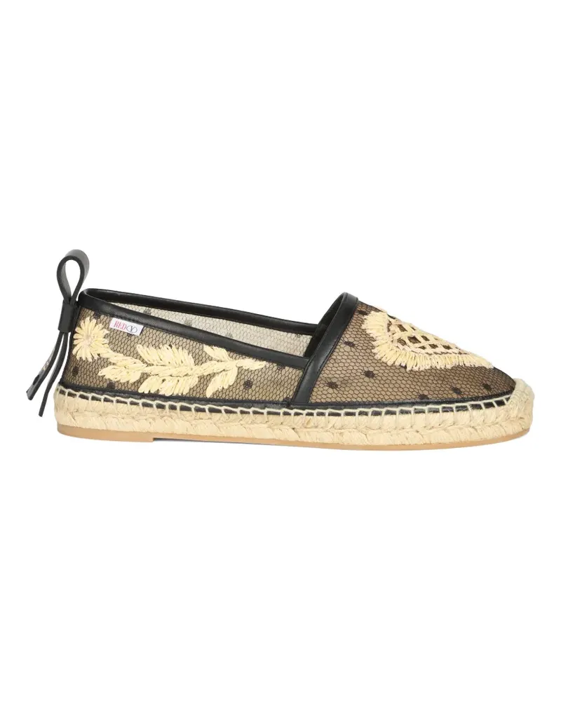 Valentino Garavani Espadrilles mit Blumenstickerei - Schwarz Schwarz