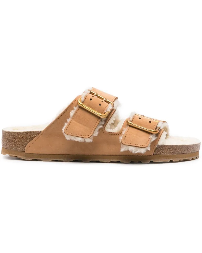 Birkenstock Arizona Slipper mit Shearling Braun