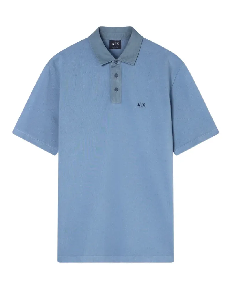 Armani Exchange logo-embroidered piqué polo shirt - Blau Blau