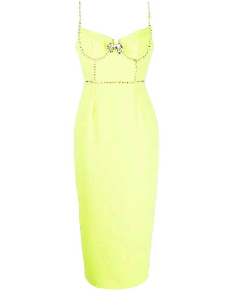 Self-Portrait Midikleid mit Strass - Gelb Gelb