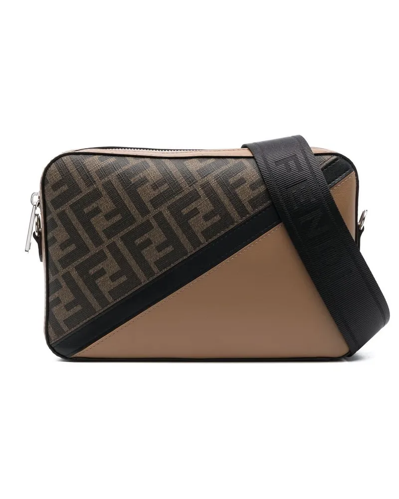 Fendi Schultertasche mit FF-Muster Braun