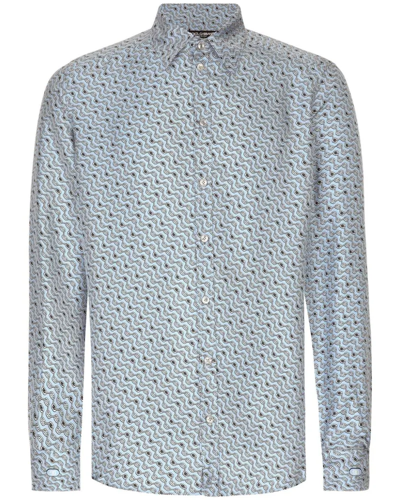 Dolce & Gabbana Hemd mit durchgehendem Print - Blau Blau